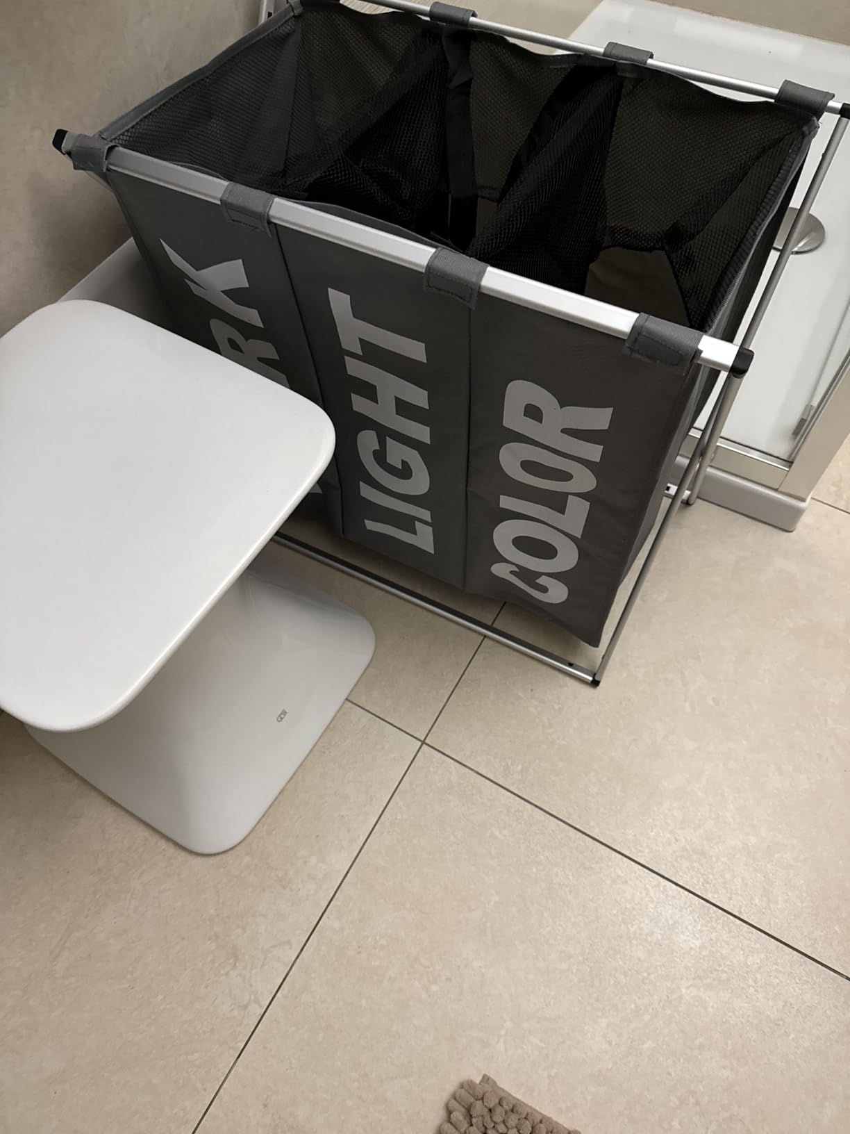 Wenko Trio cesto portabiancheria grigio melange 130 L