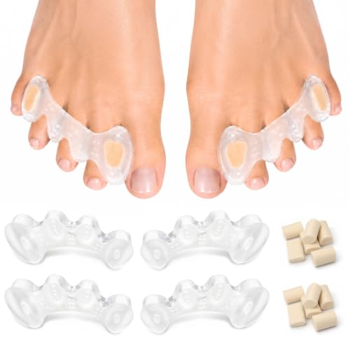 Quelcc Separatori Dita Piedi Silicone 4 Pezzi con Inserti S M L