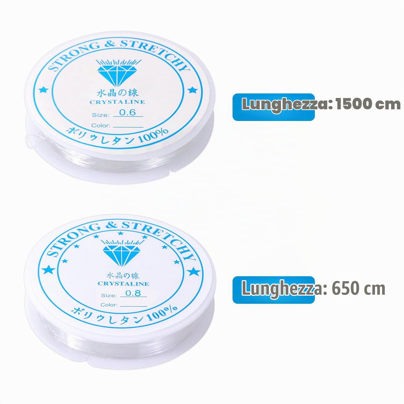 Quelcc Filo Elastico Braccialetti 0,6/0,8 mm 2 Rotoli