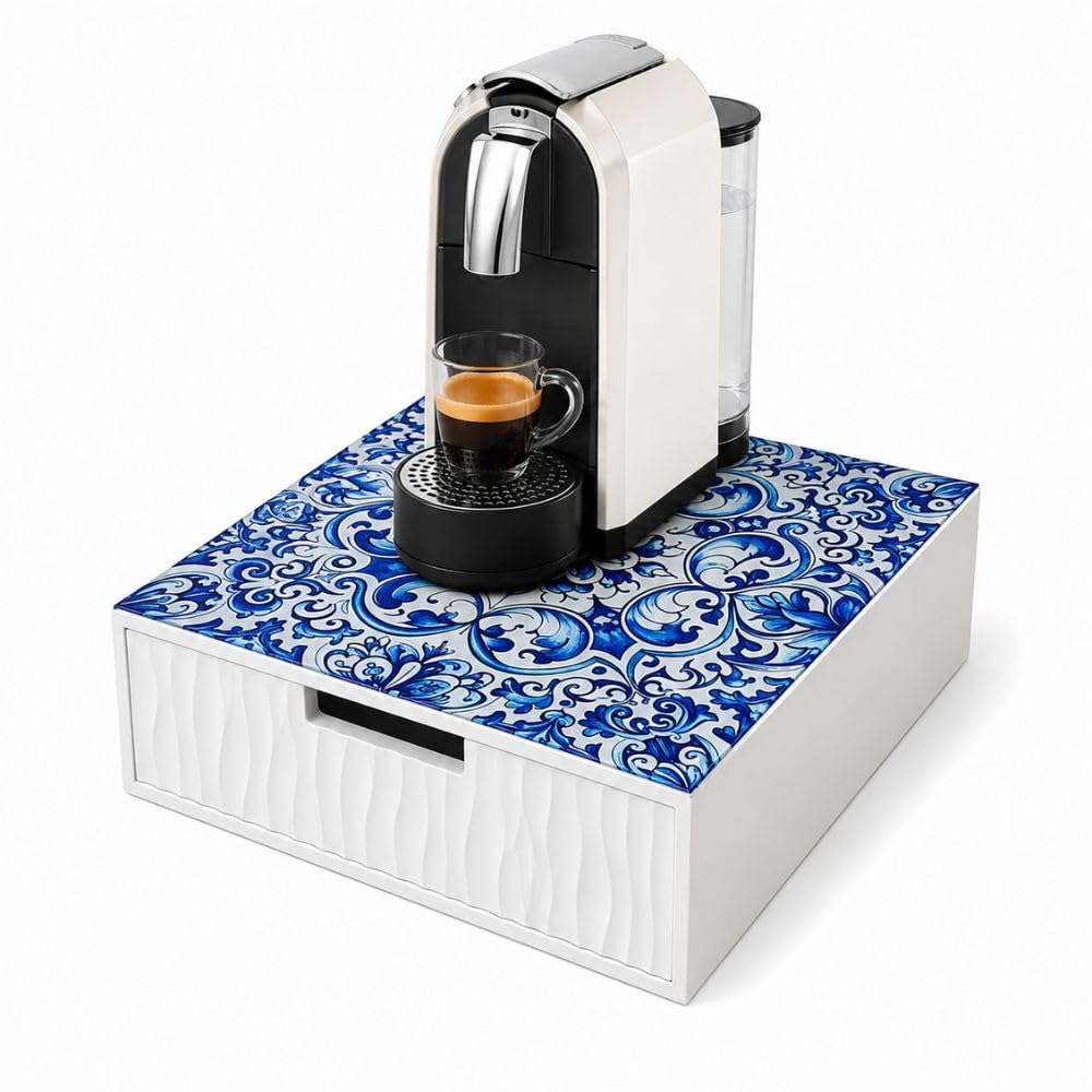 Cecaro Group Portacapsule Maiolica Blu con Cassetto