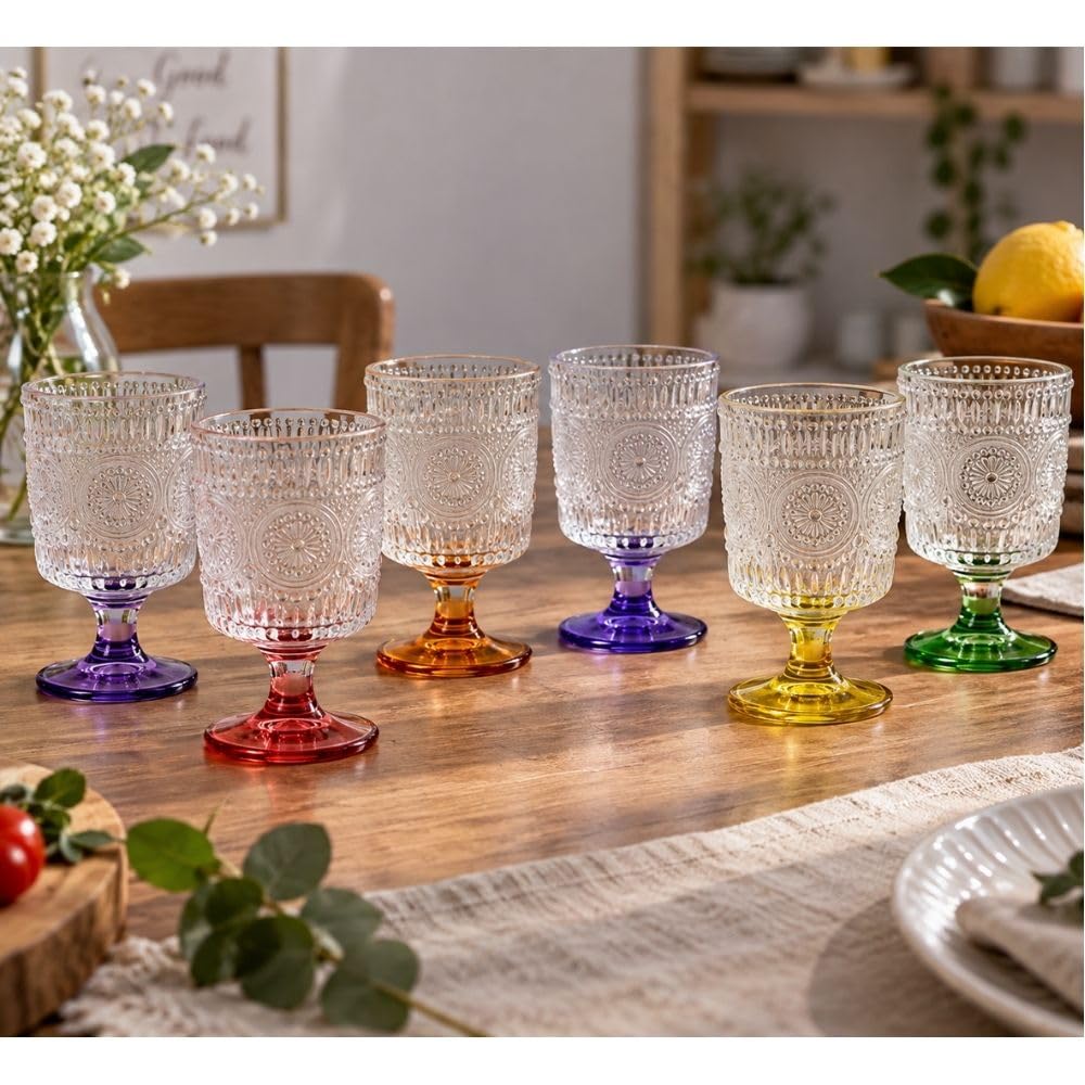 Cecaro Group Set 6 Calici Colorati 210 ml in vetro con gambo