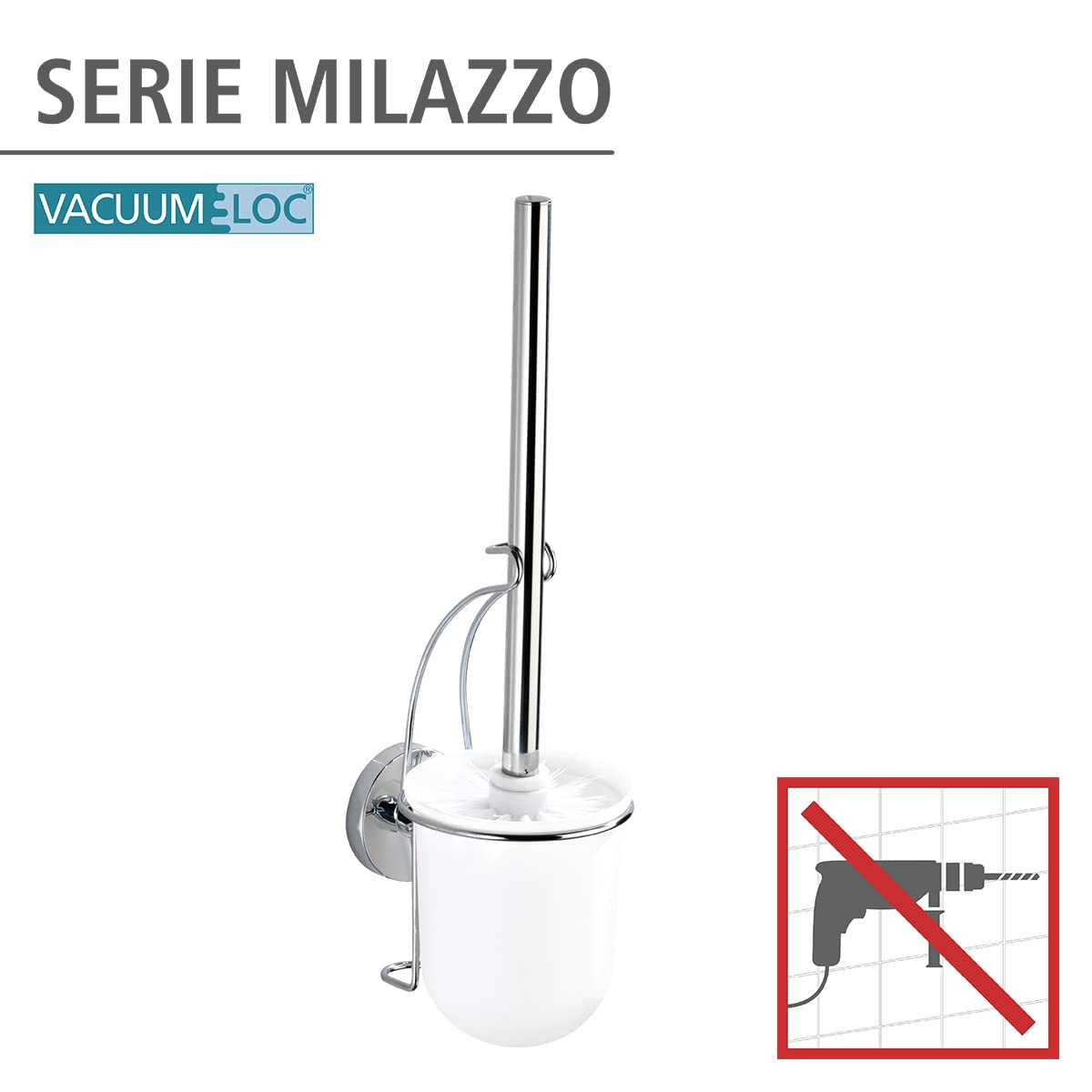 Wenko Milazzo Vacuum-Loc portascopino 12x10x36,5 cm cromo