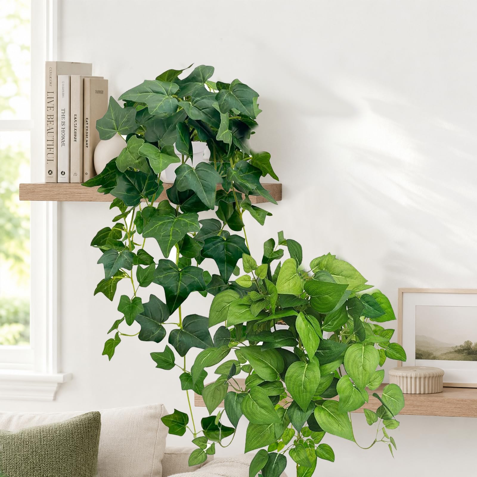 Lxoraziy pianta finta cadente 68 cm 2 pezzi con vaso