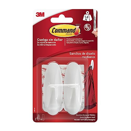 Command 17081 Ganci Adesivi Medi Bianchi 2 Pezzi 1,3 kg