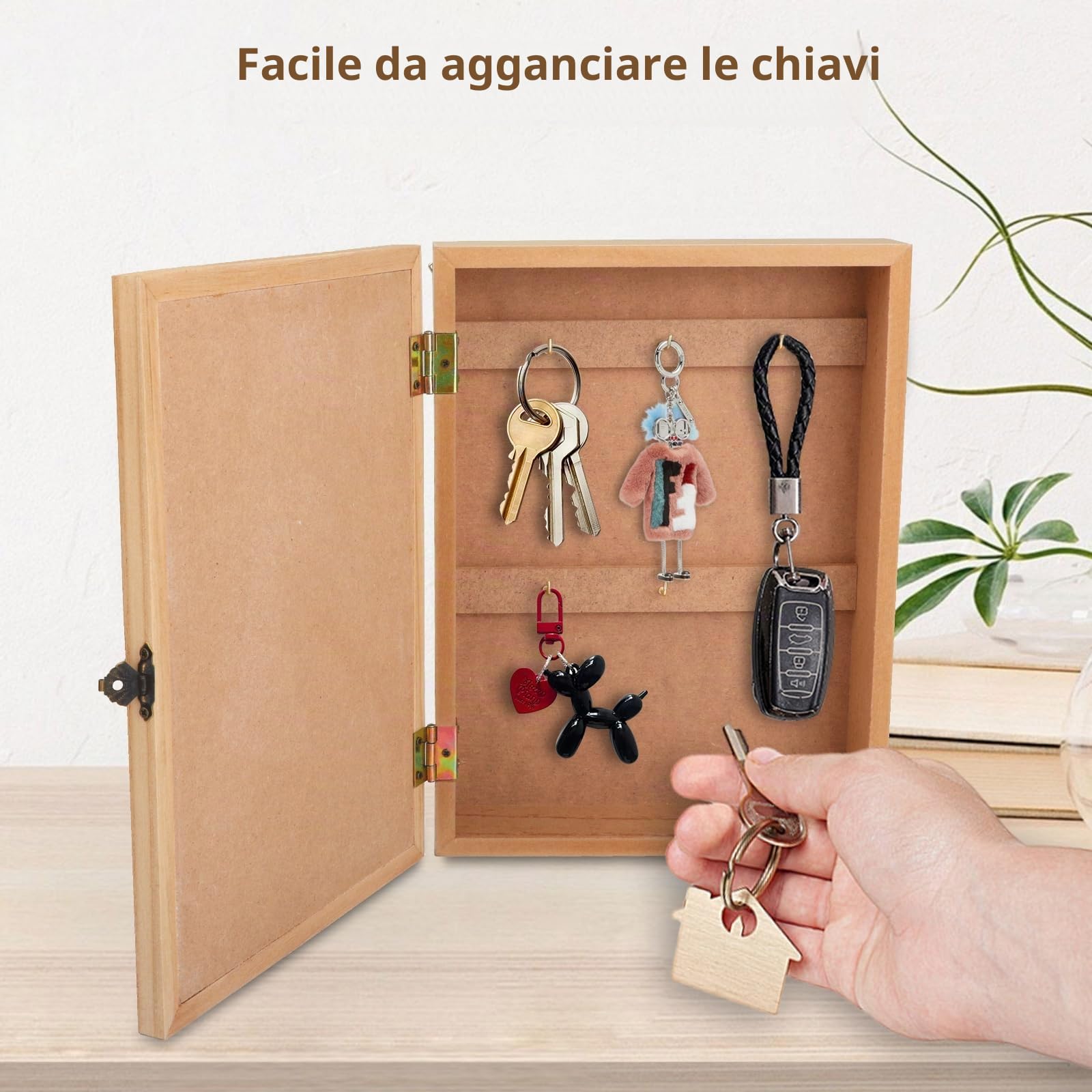Gachiwar Portachiavi Parete Legno Bianco 27 cm 6 Ganci