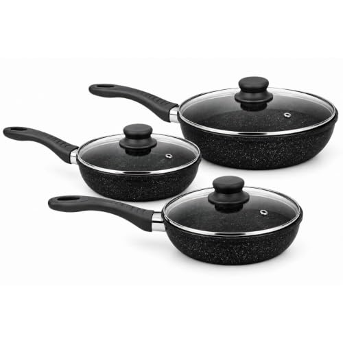Cecaro Group set 3 padelle antiaderenti 20 24 28 cm nero
