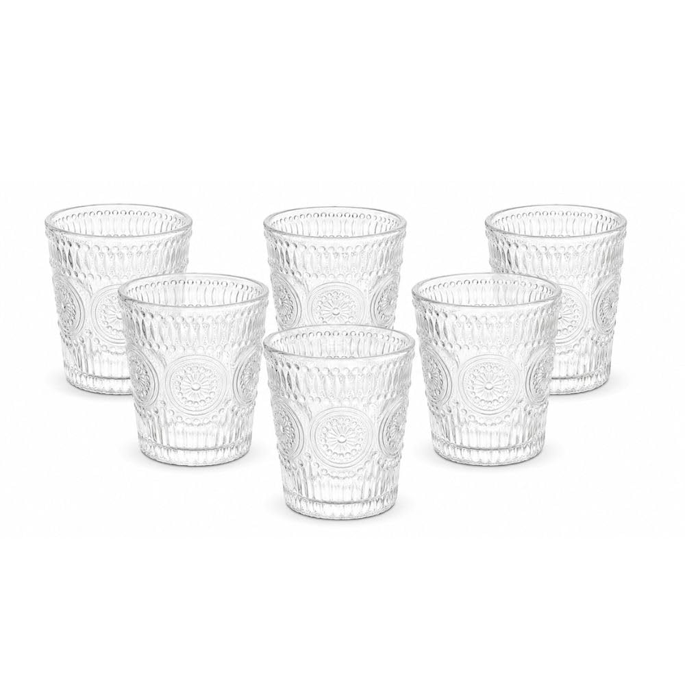 Cecaro Group Set 6 bicchieri 320 ml trasparenti decorati