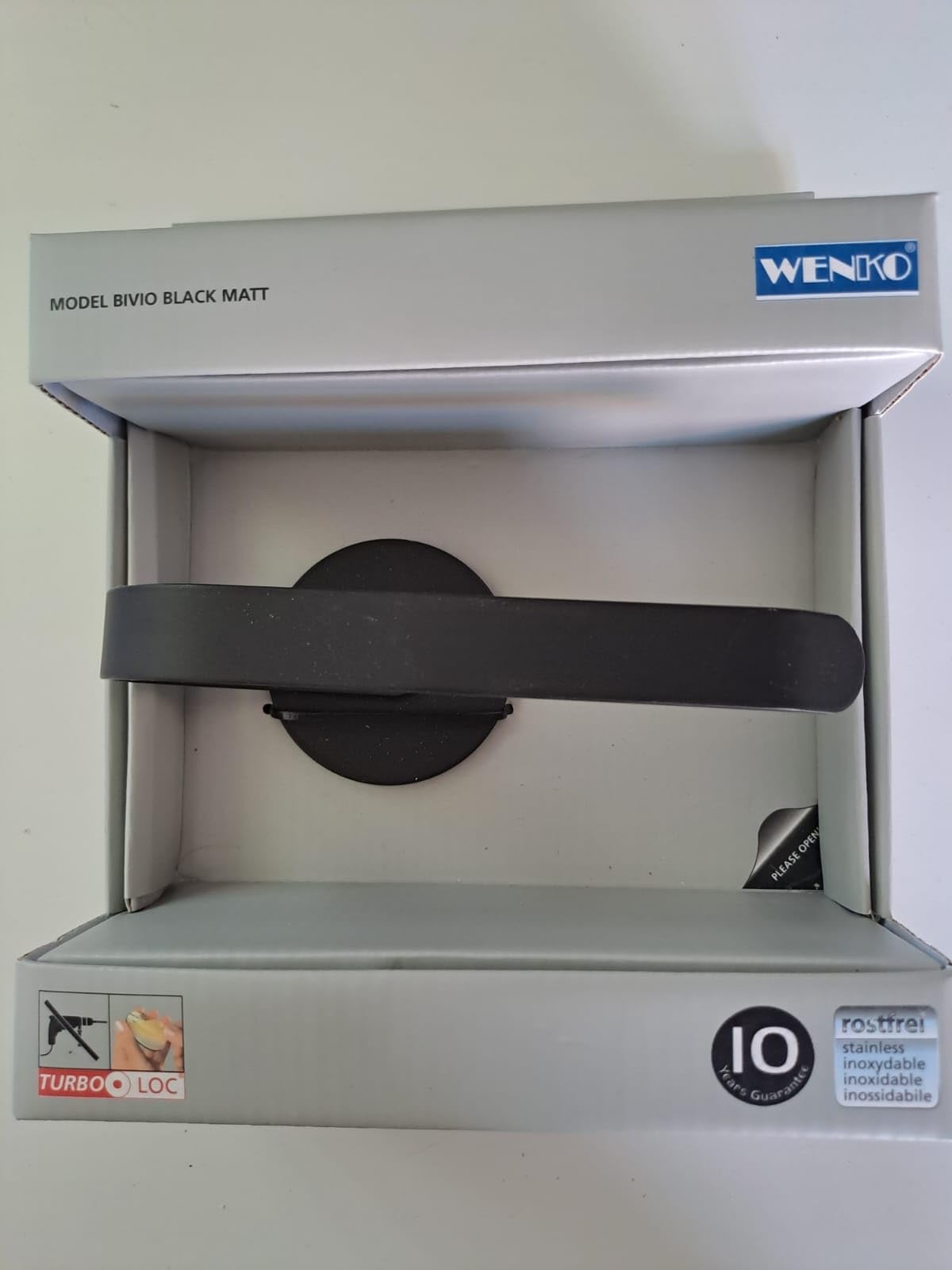 Wenko Turbo-Loc Bivio portacarta igienica nero opaco