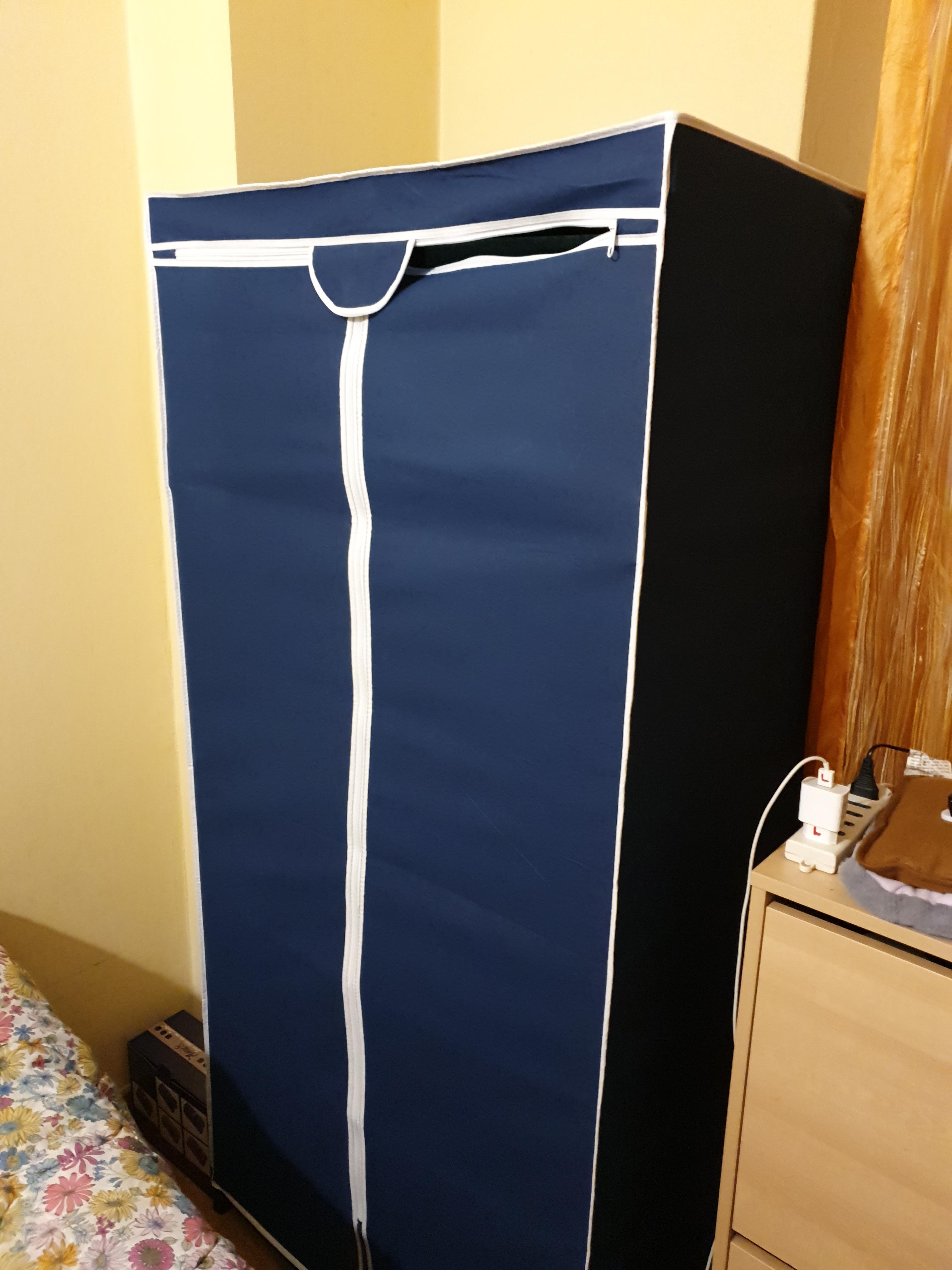 Wenko Air armadio in tessuto con ripiano 75x160x50 cm blu
