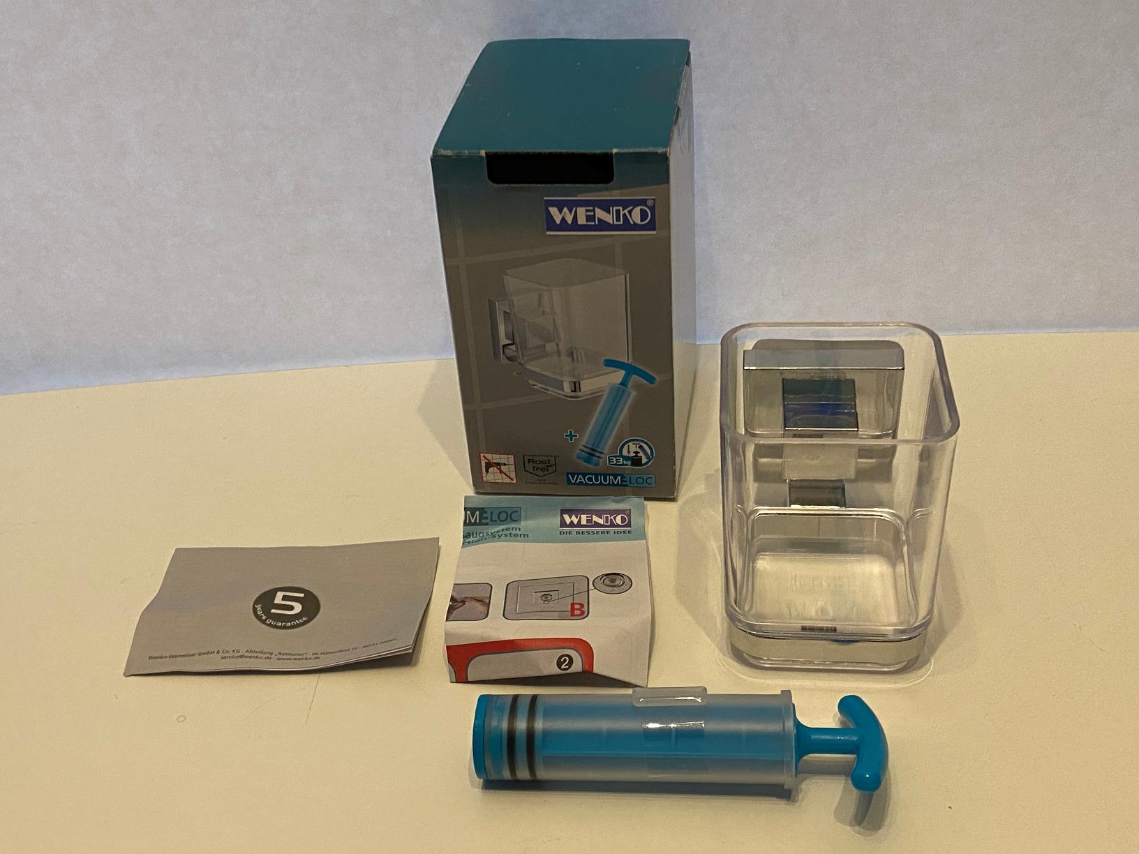Wenko Vacuum-Loc Quadro bicchiere acciaio 7,5x10x10