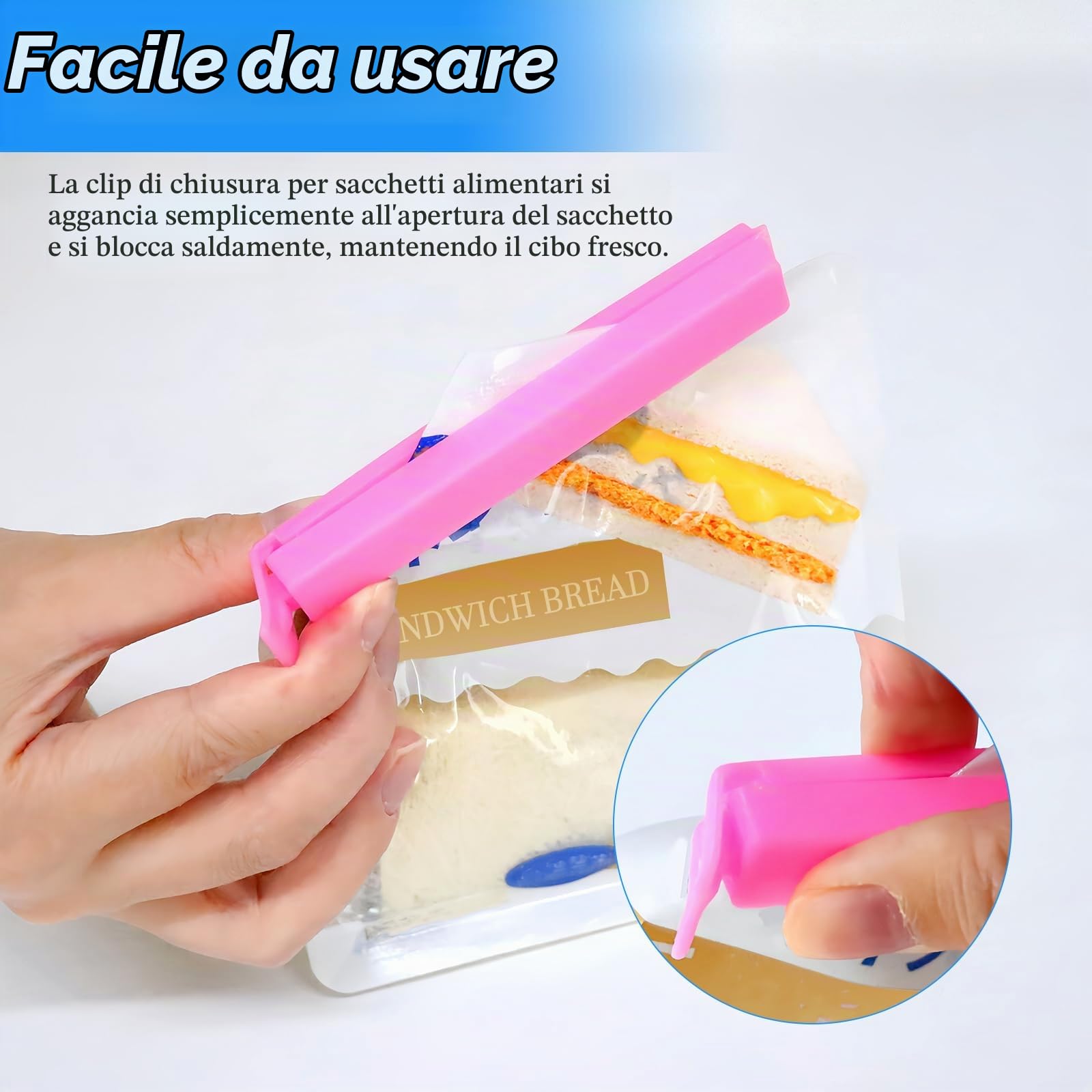 Quelcc Chiudi Sacchetti clip plastica 20 pezzi 5 colori 7,5/11 cm