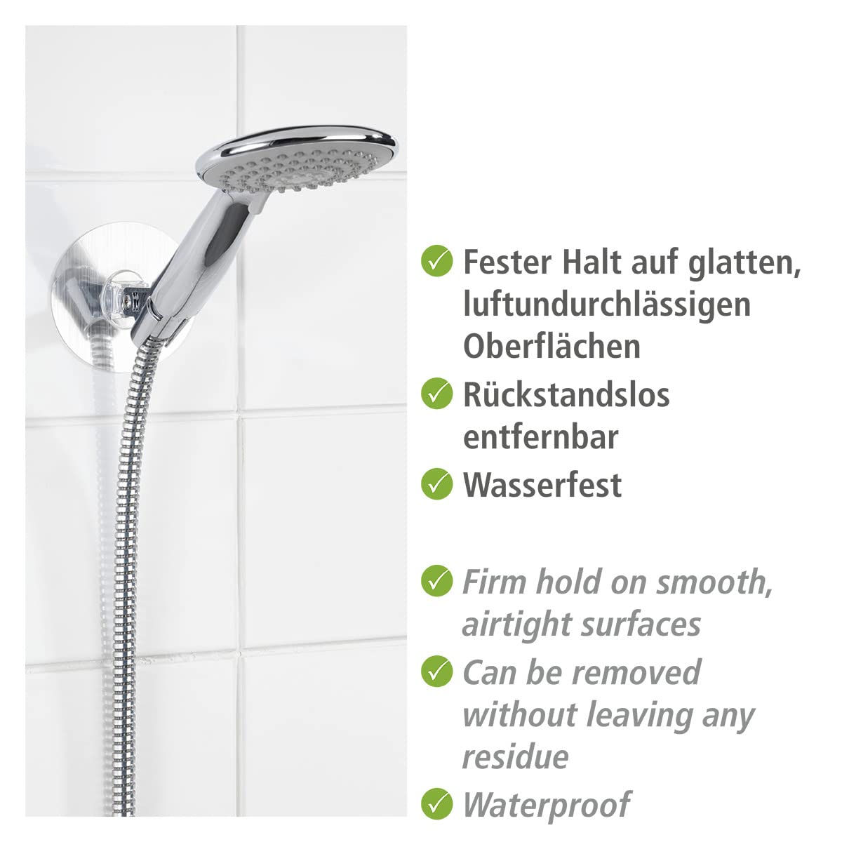 Wenko Static-Loc 22133100 porta-soffione doccia argento
