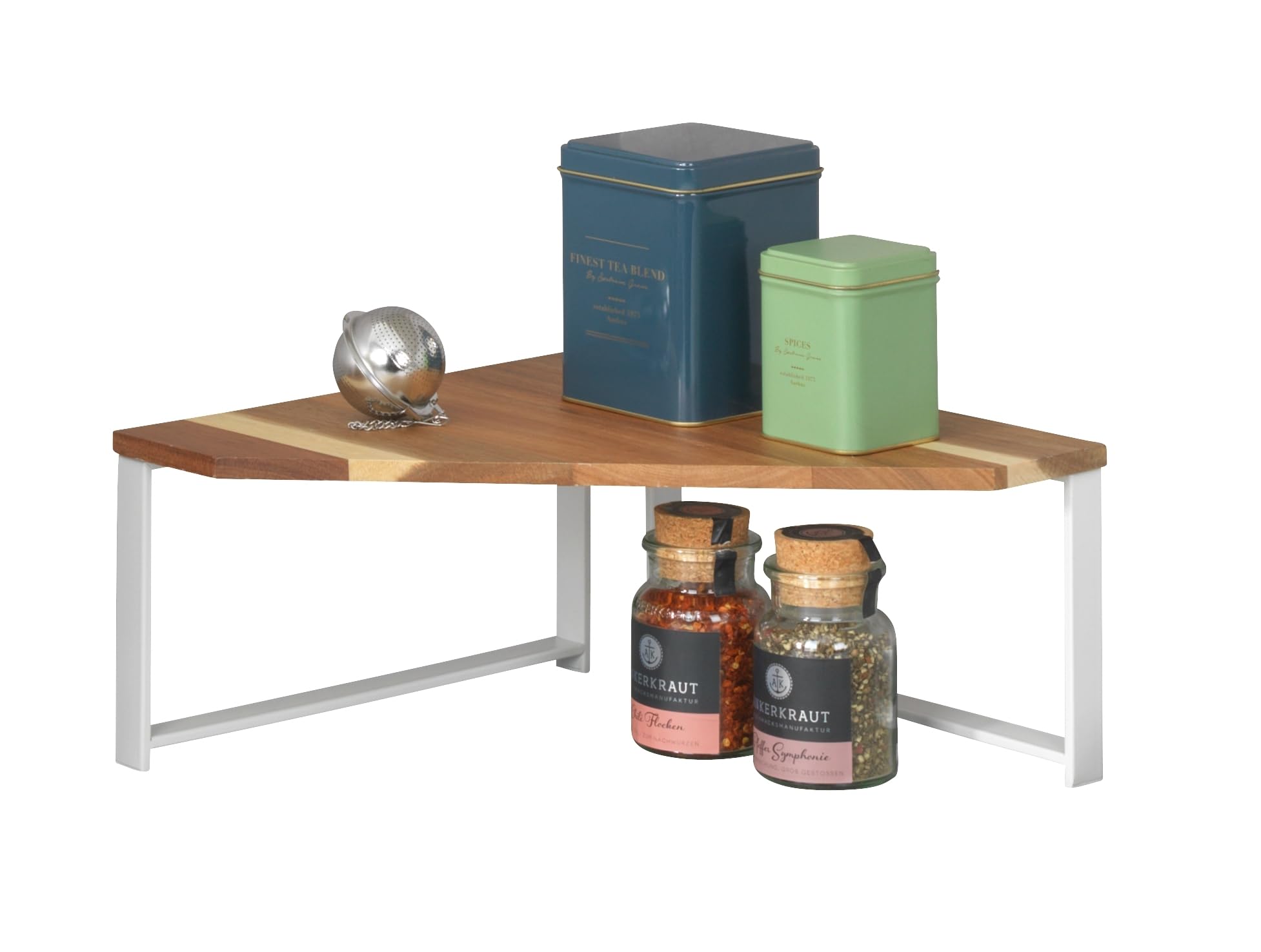 Wenko Louisa mensola angolare cucina bianco 30x30 acacia