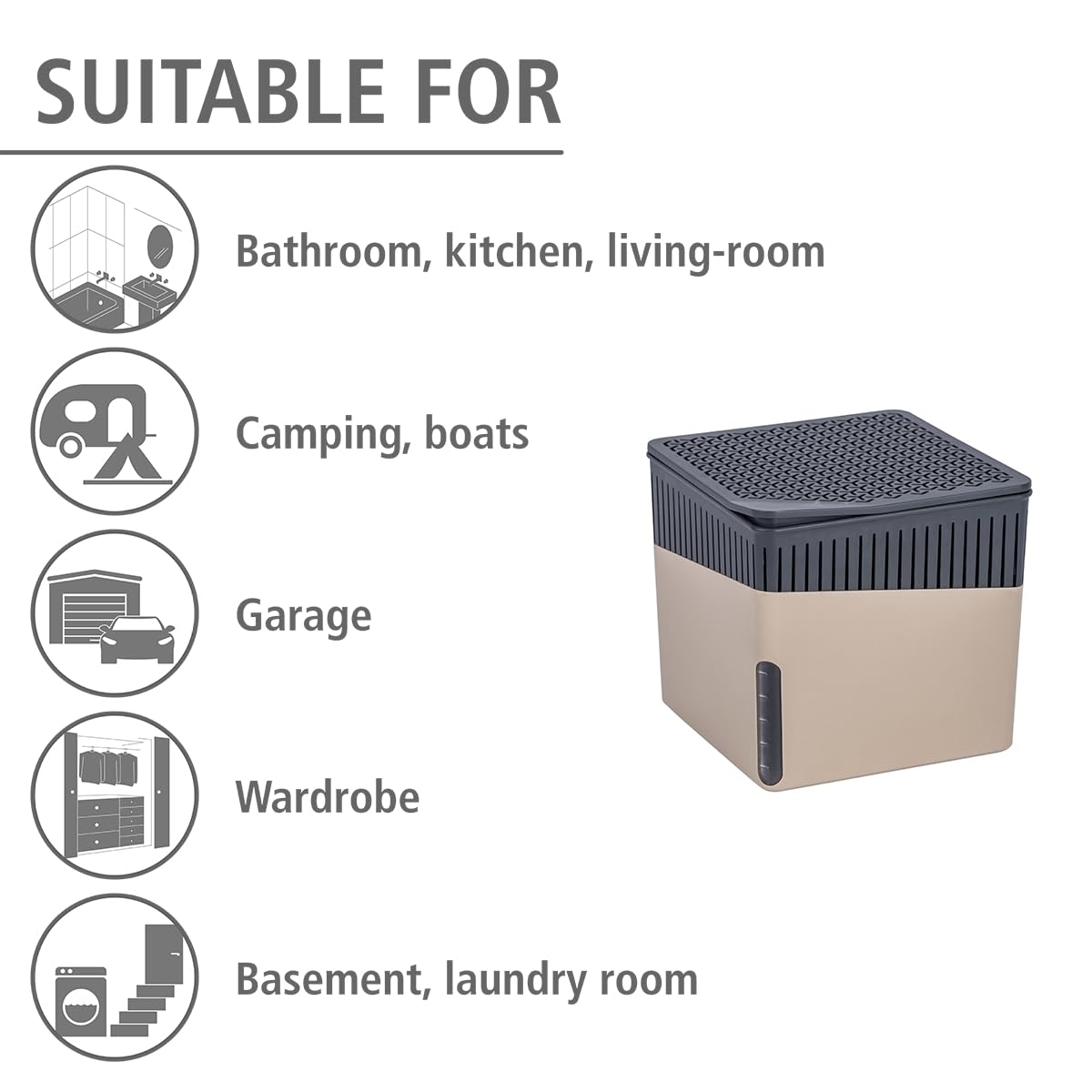 Wenko Cube 1000 g deumidificatore beige 1,6 L 80 m³