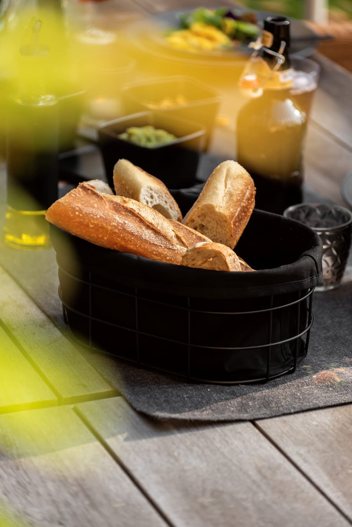 WENKO Black Outdoor Kitchen Bela cestino pane nero cotone