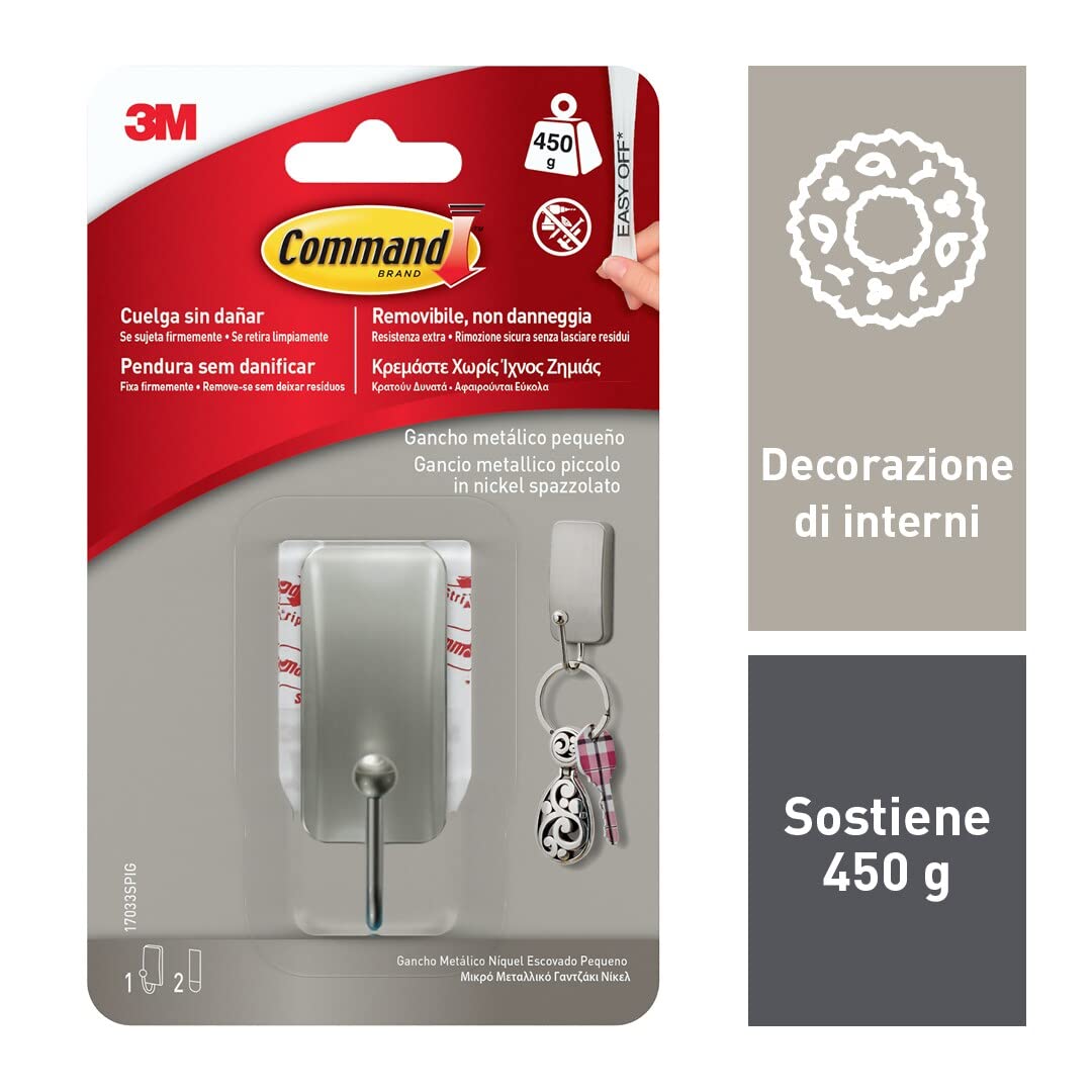 Command 17033 Gancio Adesivo Nichel Spazzolato 450 g
