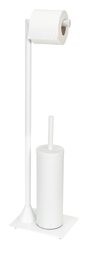 Wenko Hella scopino WC con portarotolo acciaio bianco