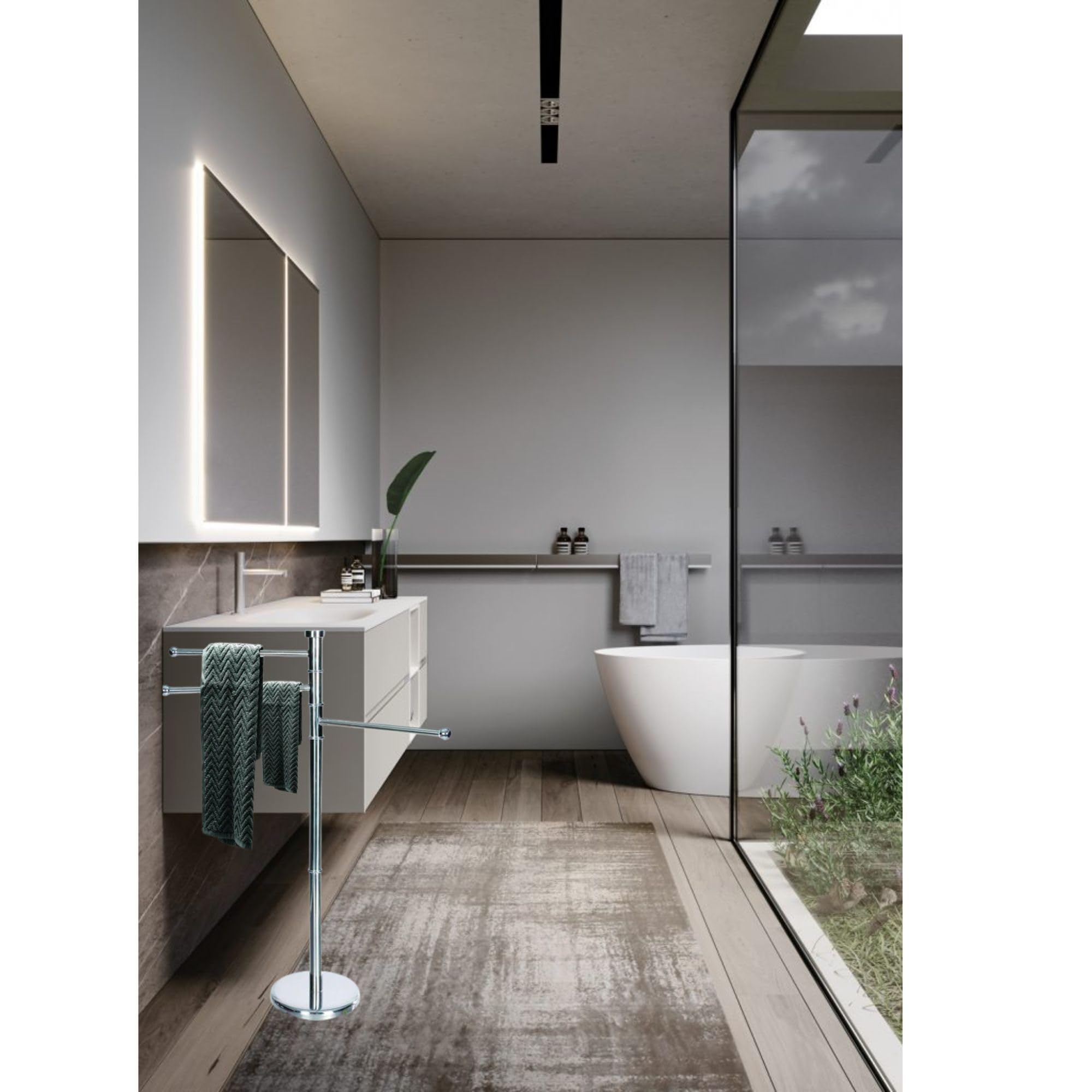 Cecaro Group Piantana Portasciugamani 3 Bracci 87 cm