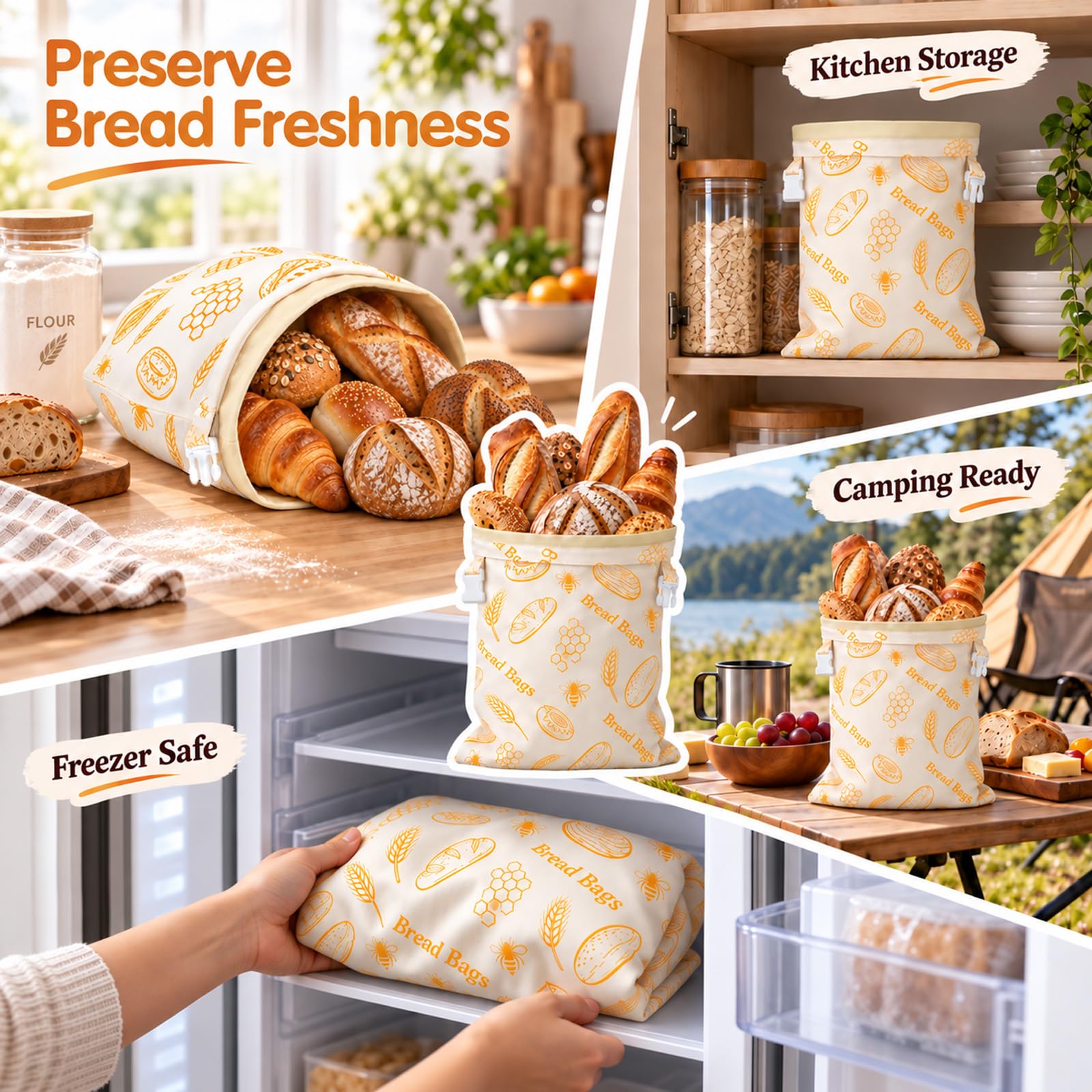 Quelcc Sacchetti Pane Cera d'Api 43x33 cm 2 Pezzi