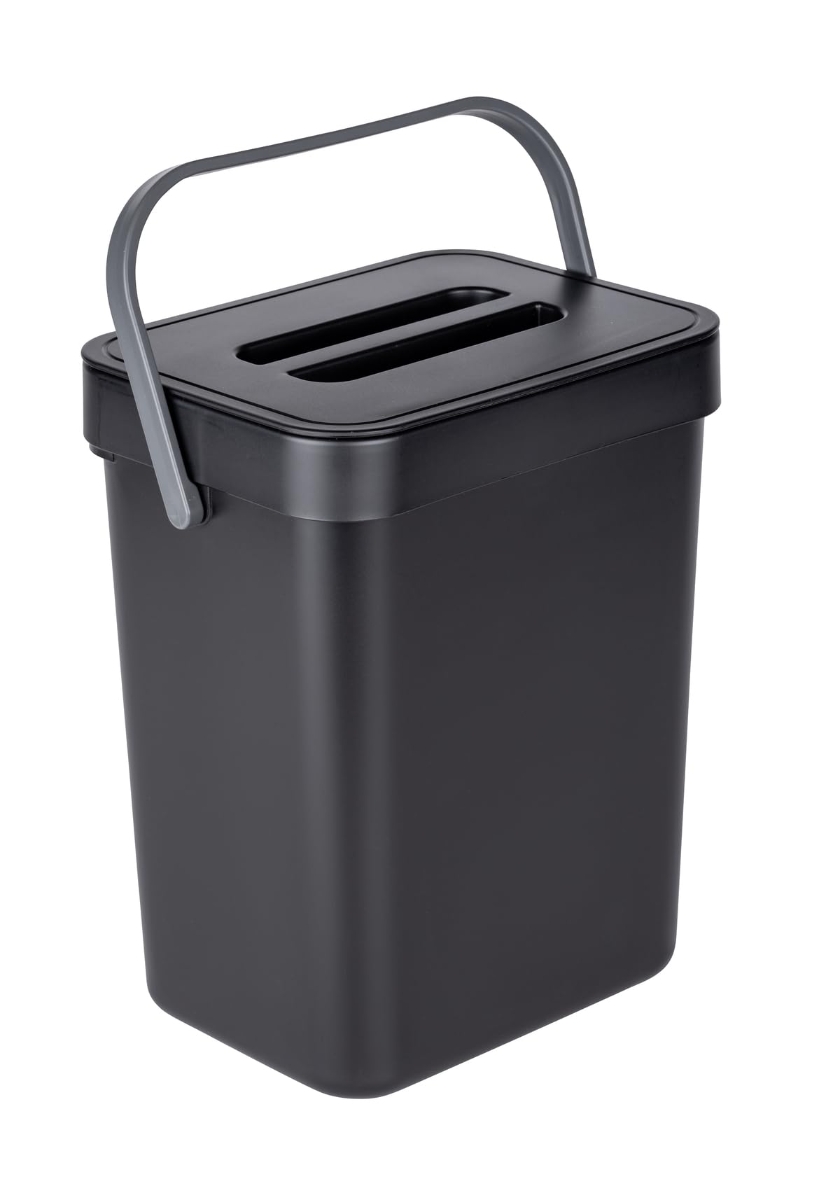 Wenko Tago pattumiera 5 L nera con manico sopra porta