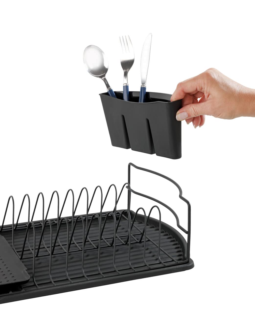 Wenko Basic scolapiatti nero 47,5 cm con vaschetta