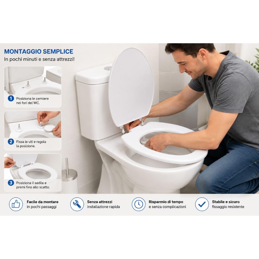 Cecaro Group Copriwater Universale Morbido PVC Bianco