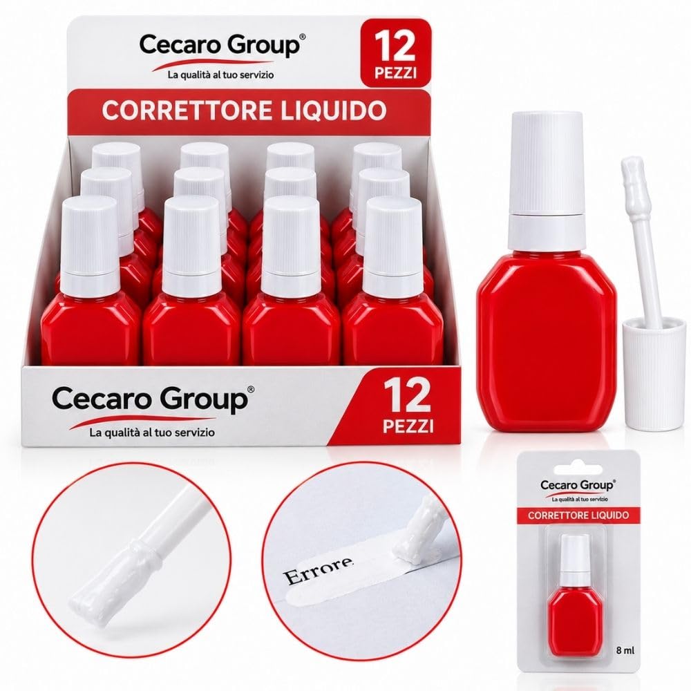 Cecaro Group Set 12 Correttori Liquidi 8 ml bianchetto asciugatura rapida