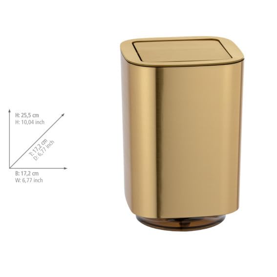Wenko Pattumiera Bagno Oro 5,5 L con Coperchio Basculante