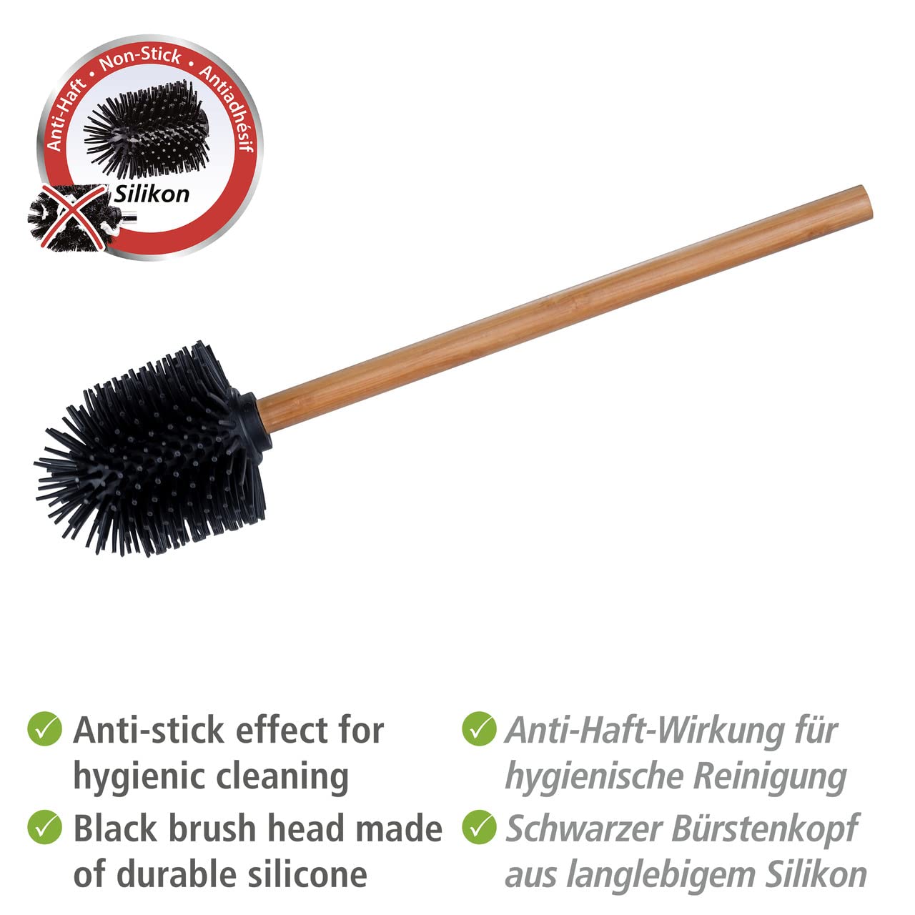 Wenko Scopino WC Silicone Bambù 25360100 Nero 35 cm