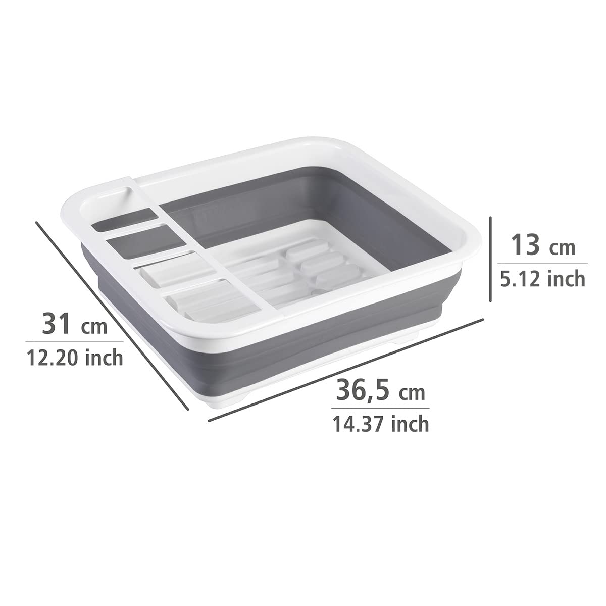 Wenko scolapiatti pieghevole bianco/grigio 36,5 cm salvaspazio