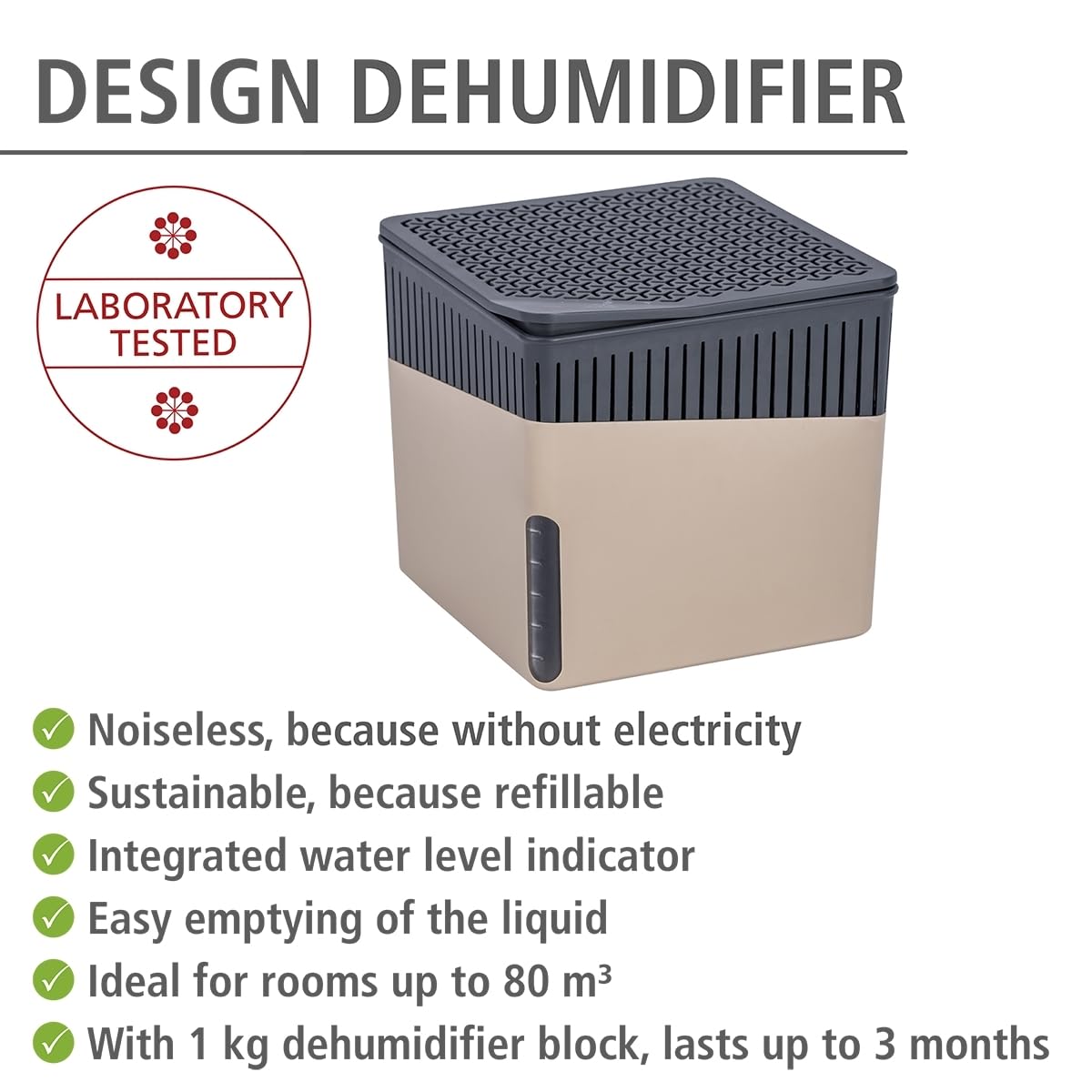 Wenko Cube 1000 g deumidificatore beige 1,6 L 80 m³