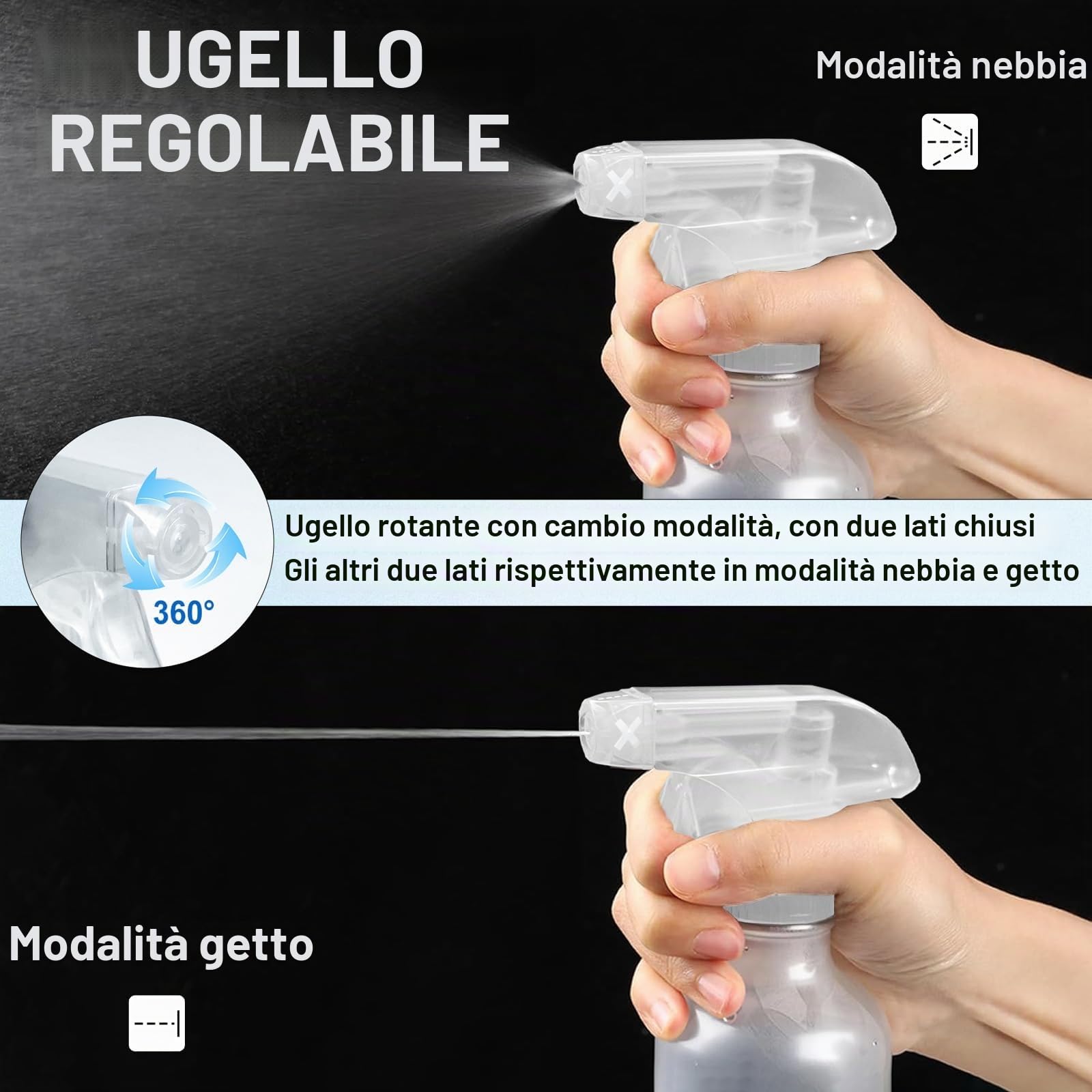Quelcc Spruzzino Nebulizzatore 300 ml 2 pezzi ugello regolabile