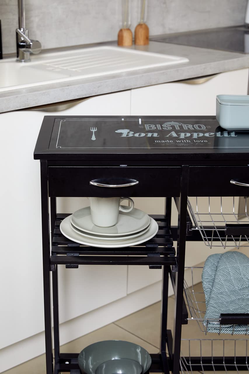 Wenko Bon Appetit Carrello Cucina nero 67x86,5x35 cm