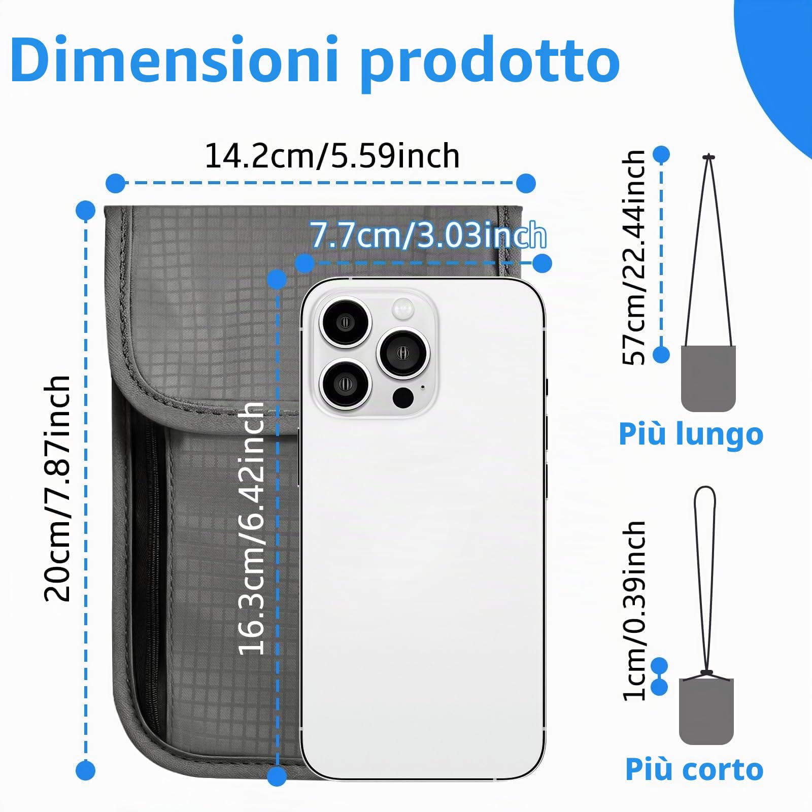 Quelcc Portadocumenti da Collo Grigio RFID Nylon