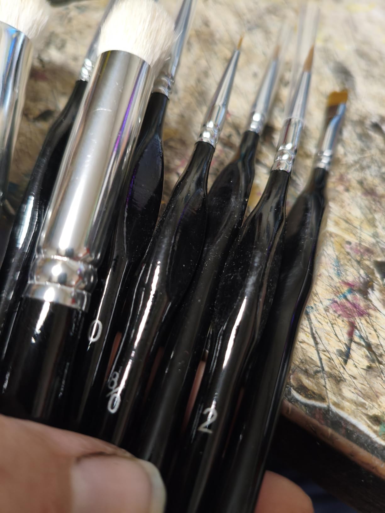 Quelcc Set Pennelli Miniature 10 Pezzi Dry Brush Dettagli