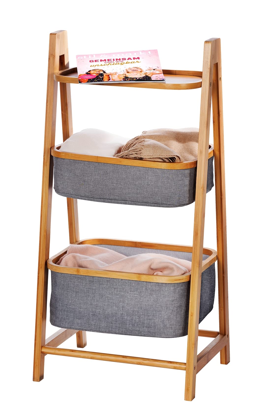 Wenko Bahari scaffale in bambù con 2 cesti 44x91x34 cm