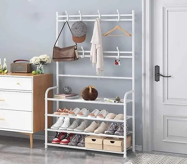 Cecaro Group Appendiabiti Ingresso Panca Scarpiera 4 Ripiani bianco