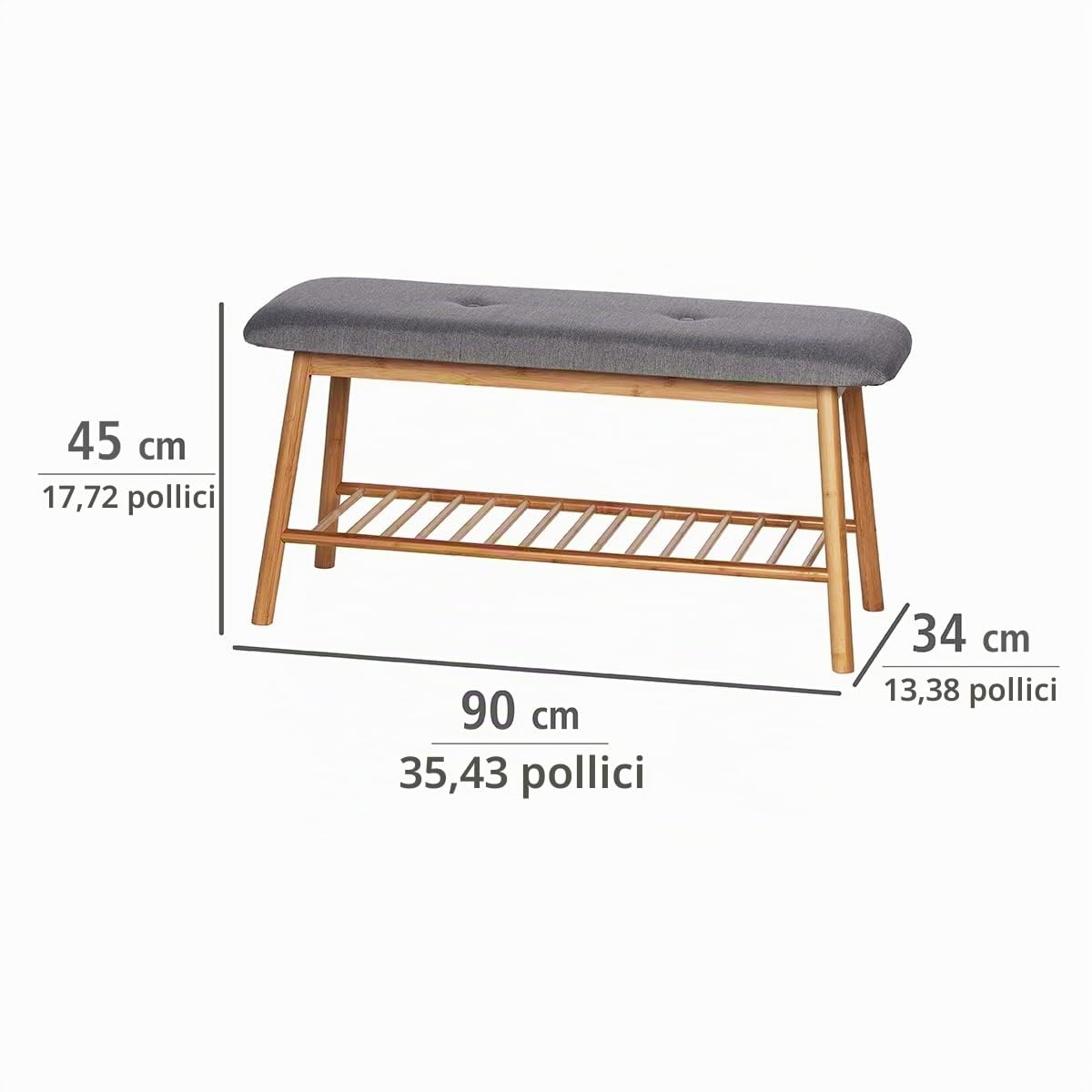 Wenko Bahari panca scarpiera bambù 90 cm con seduta
