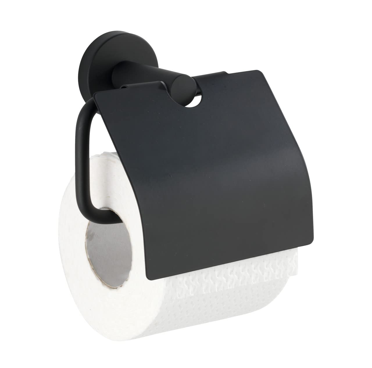 Wenko Bosio portarotolo carta igienica con coperchio nero opaco