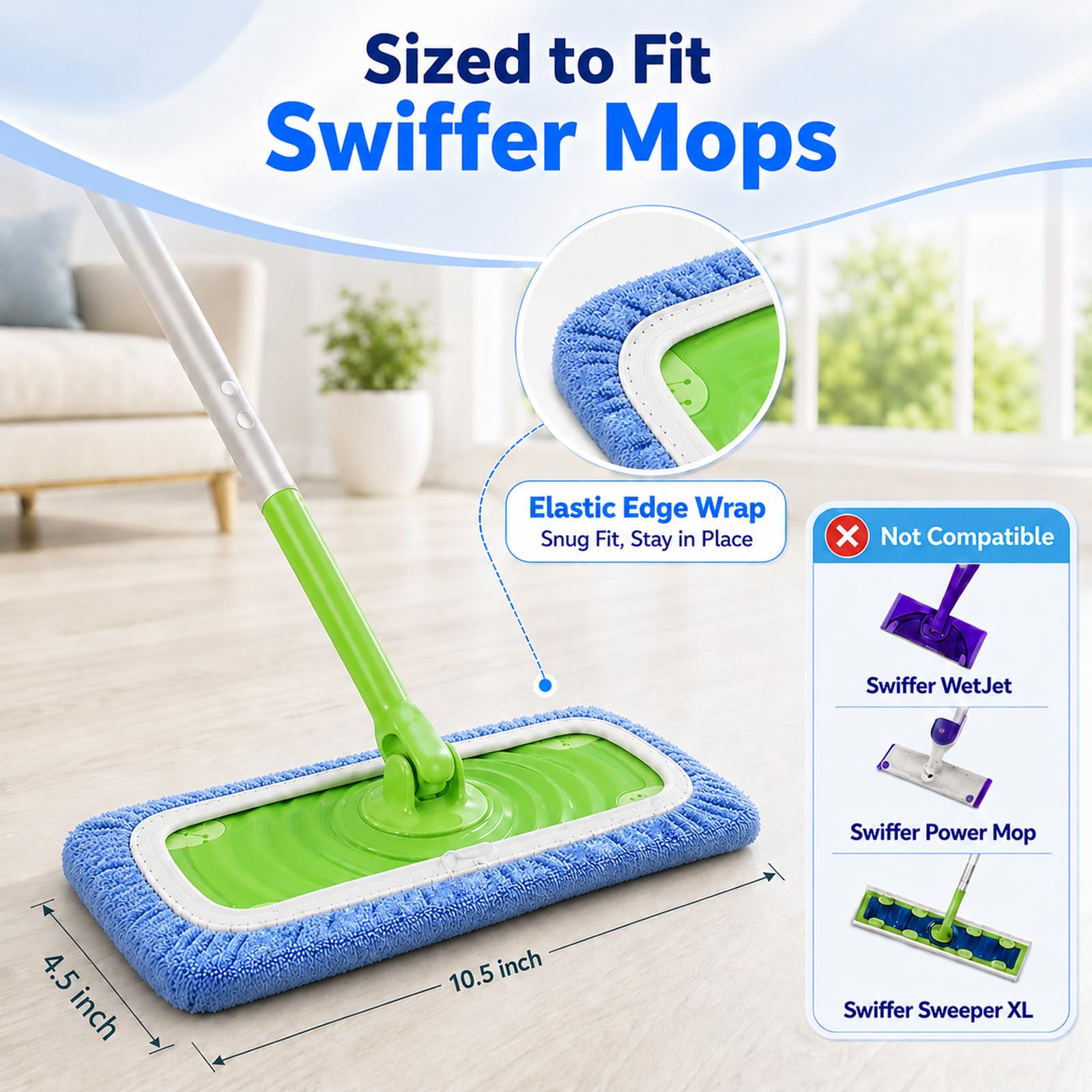 Quelcc Panni Microfibra Pavimenti Swiffer 10 Pezzi Blu Lavabili