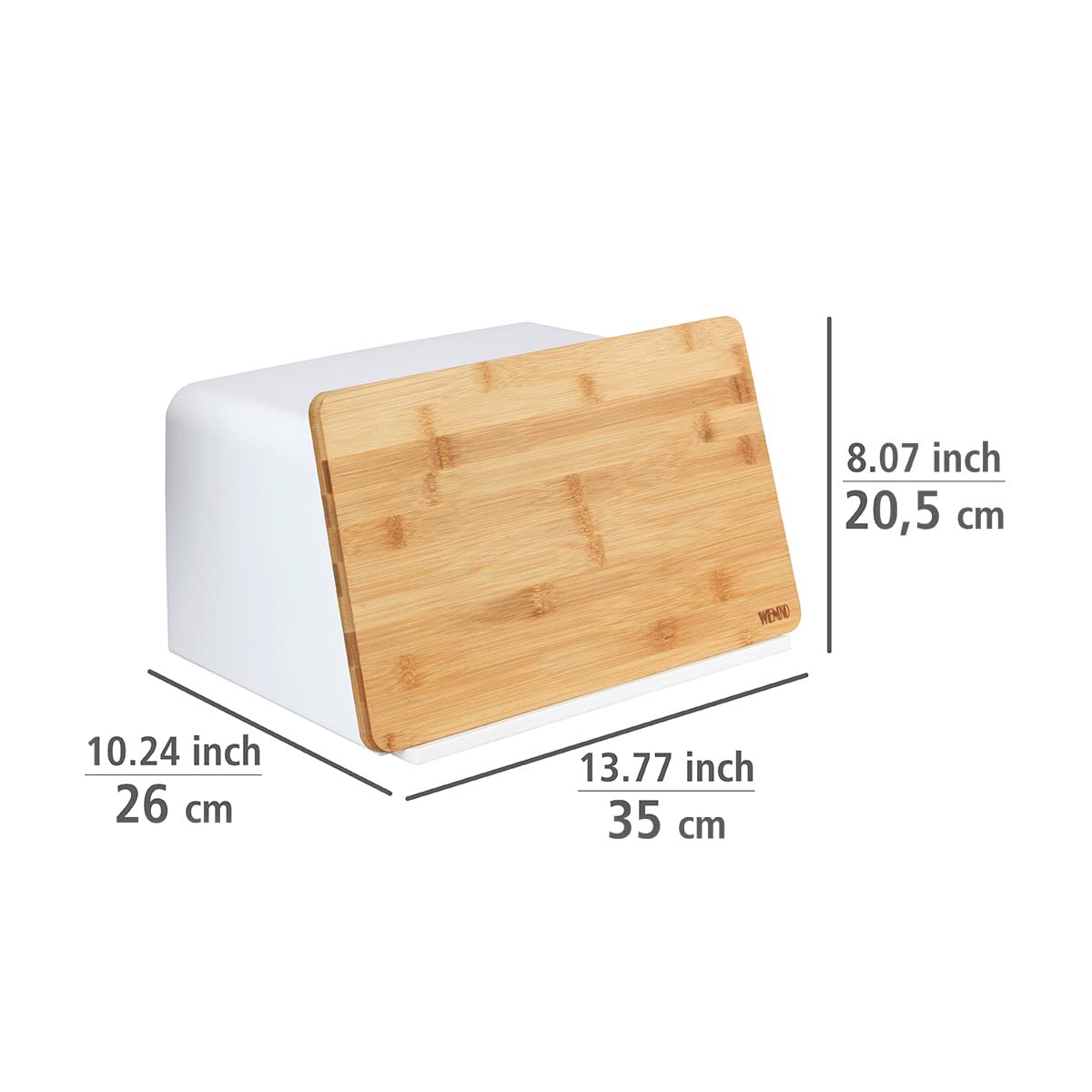 WENKO Vasetto Kubo con Coperchio Bambù Bianco