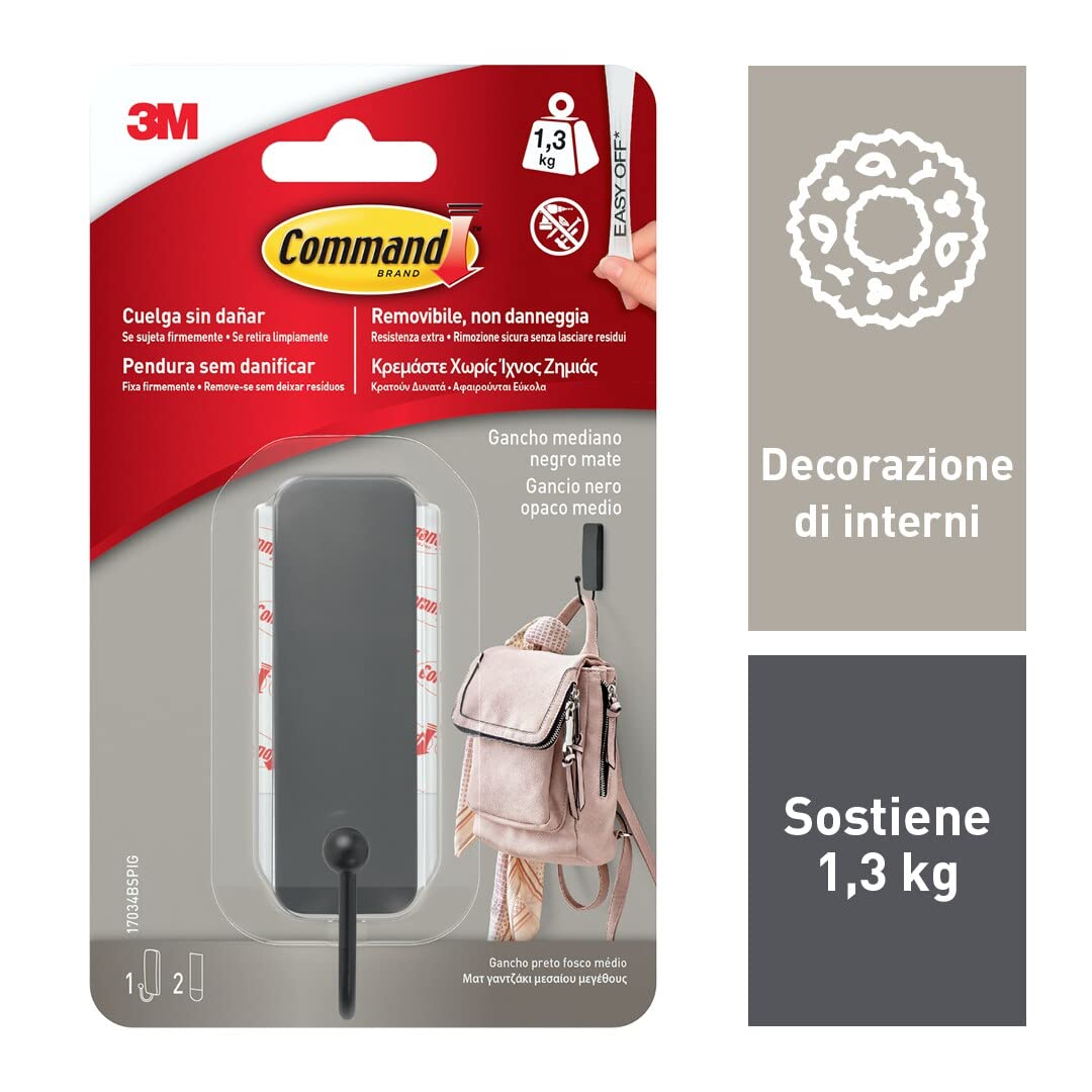 Command 17034B gancio adesivo nero 1,3 kg medium
