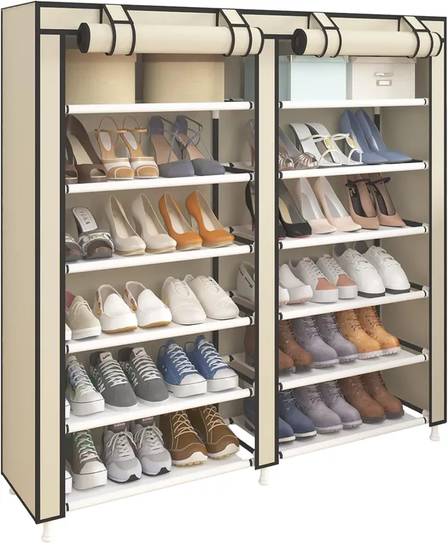 Cecaro Group Scarpiera Tessuto 7 Ripiani 36 Paia Beige 120 cm