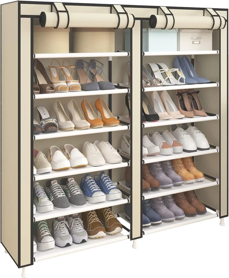 Cecaro Group Scarpiera Tessuto 7 Ripiani 36 Paia Beige 120 cm