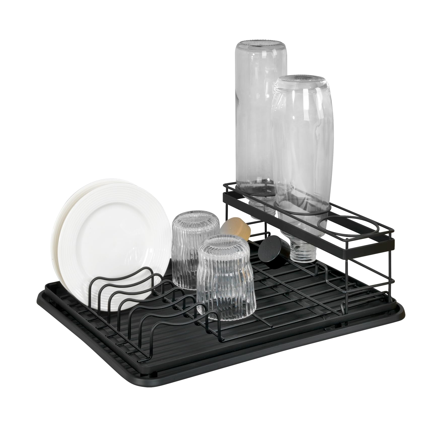 Wenko Amy scolapiatti con portabottiglie nero 3 pezzi