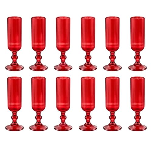 Cecaro Group Rossi Rigati Flute Vetro 160 ml Set 12 Pezzi