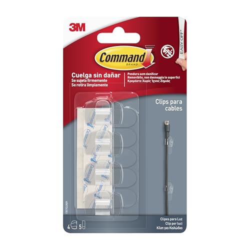 Command 17017CLR Clip Fermacavi Trasparente 4 Pezzi Senza Forare