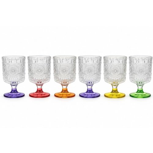 Cecaro Group Set 6 Calici Colorati 210 ml in vetro con gambo