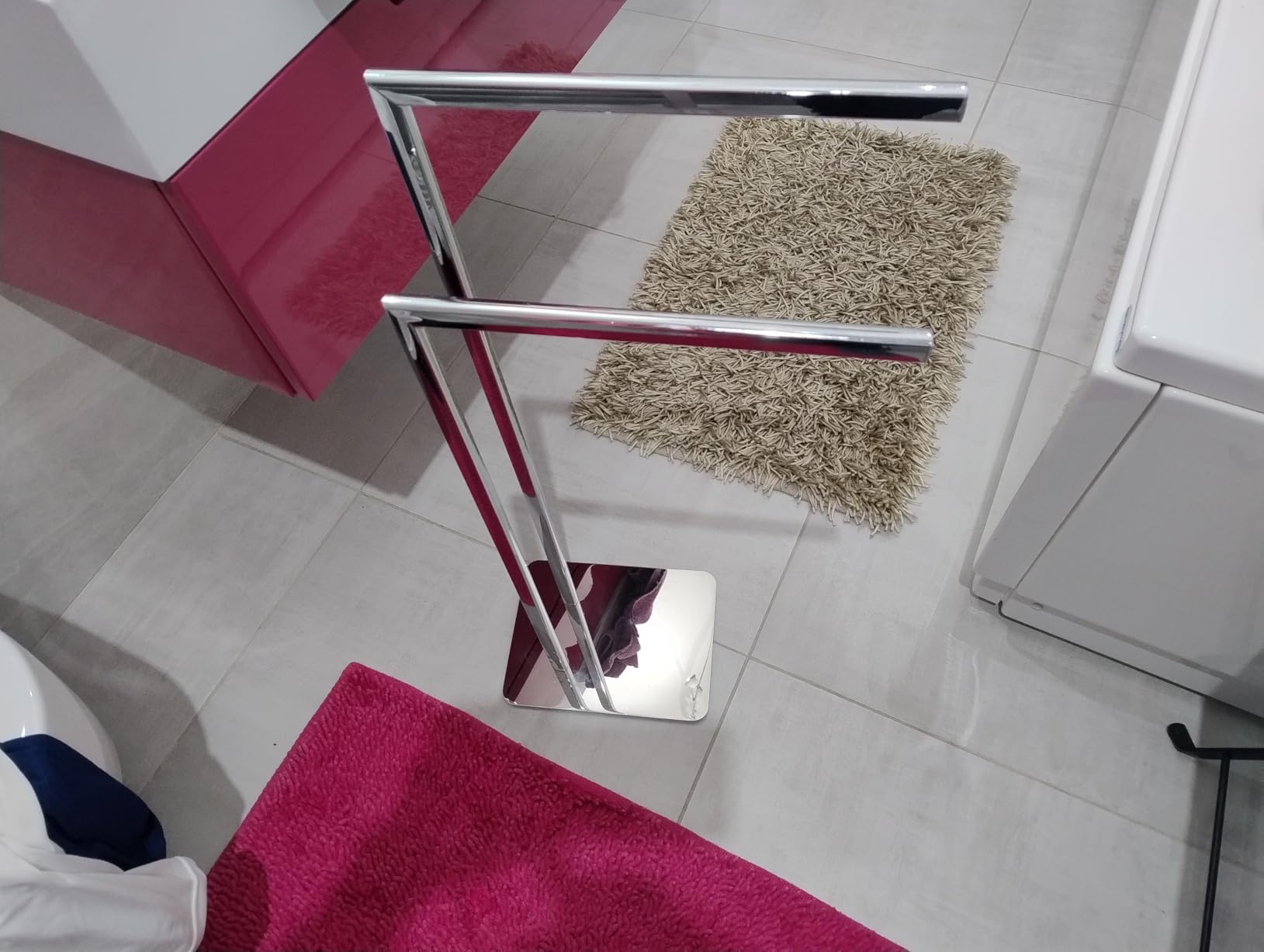 Wenko Recco portasciugamani da pavimento satinato acciaio inox