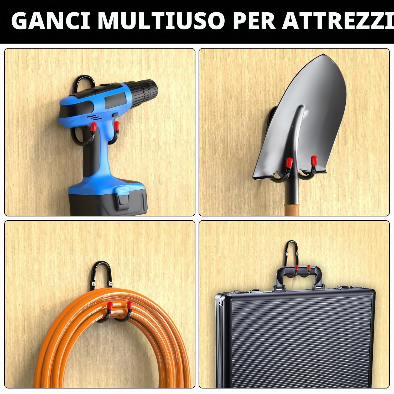 3-H Portatubo da Parete 2 Pezzi +2 Cinghie 45 kg